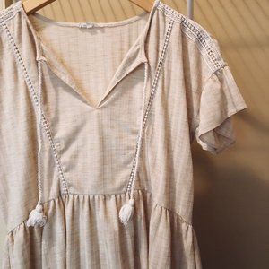 Boho Peplum Tassel Top | Size Small